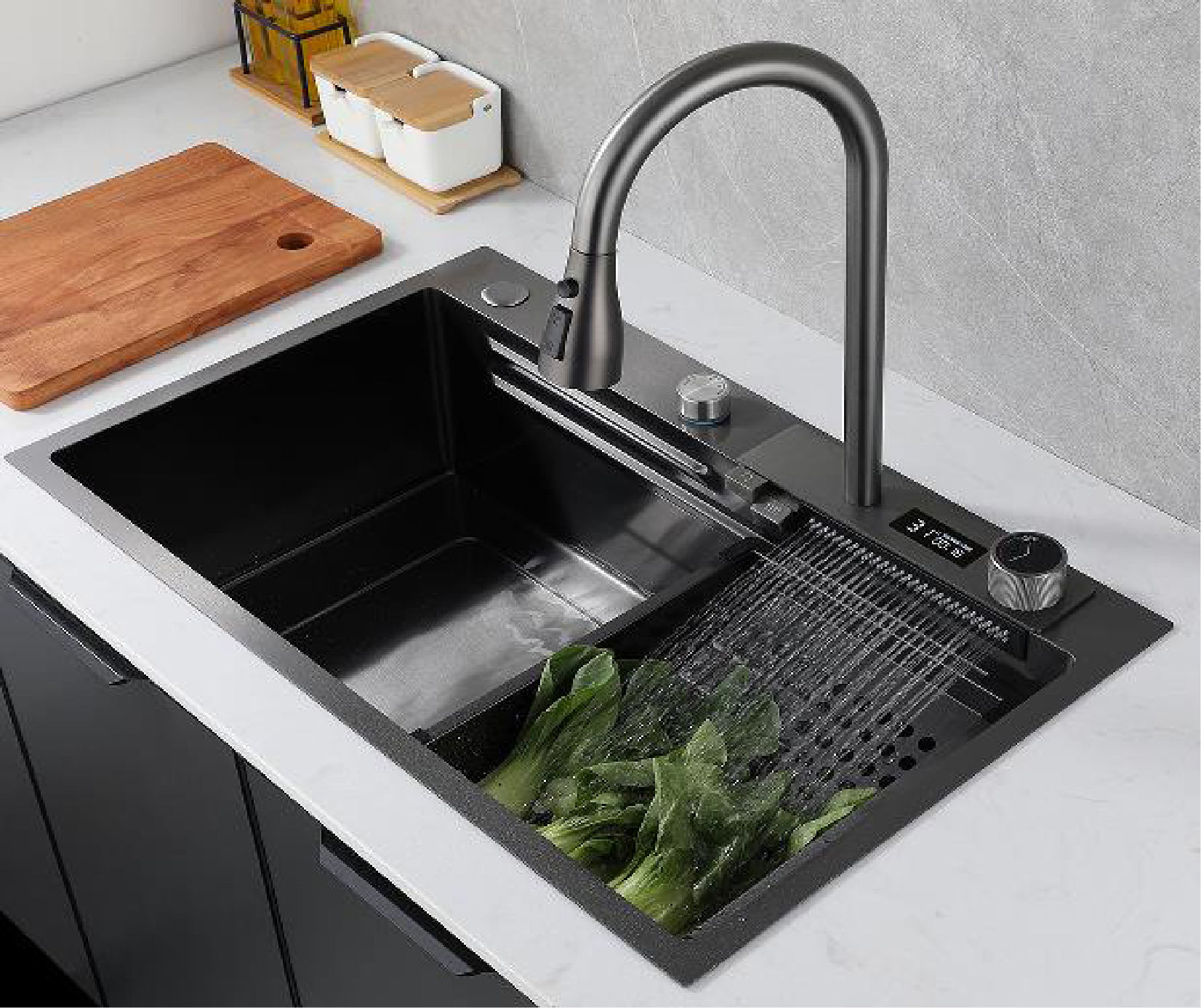 DIGITAL MULTIFUNCTIONAL STAINLESS STEEL SINK SET